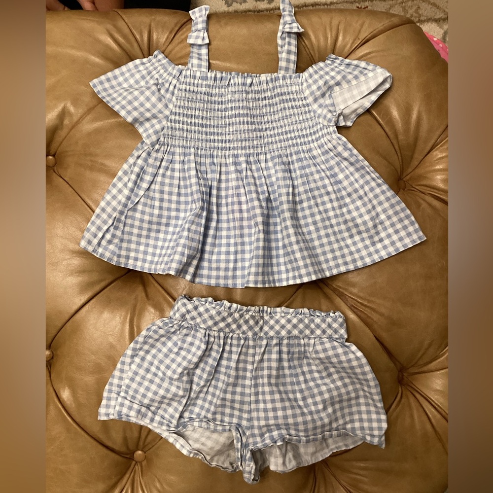 Size 5/6 Tommy Bahama blue and white plaid outfit